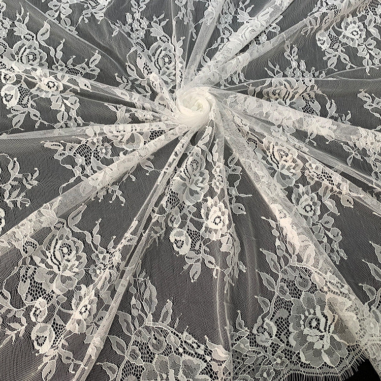 FREEDOMBEAUTY | Flat large flower nylon knitted lace, brand dress women's skirt hem eyelash lace fabric