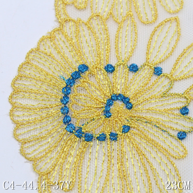 【1pack】-freedombeauty|Double-Sided Vintage Large Flower Mesh Embroidery Trim 23cm Curtain Sofa Cushion Lace Trim DIY Accessories