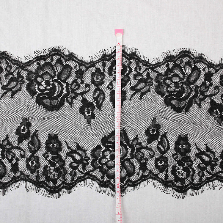 FREEDOMBEAUTY | New, high-quality 23cm black and white eyelashes lace DIY skirt clothing wedding dress material