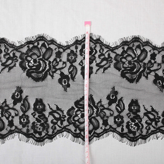 FREEDOMBEAUTY | New, high-quality 23cm black and white eyelashes lace DIY skirt clothing wedding dress material