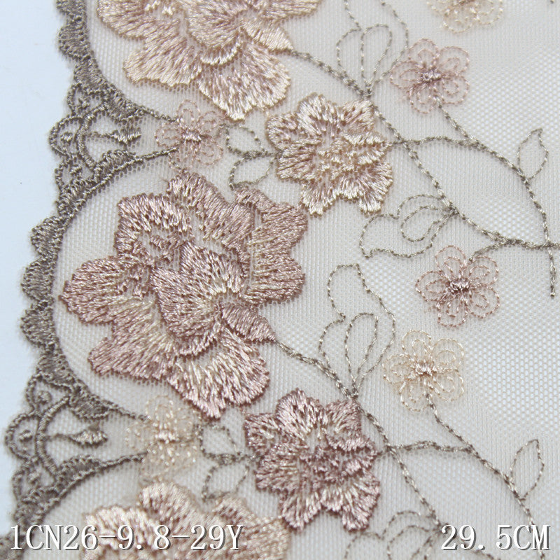 【1pack】-freedombeauty|Orange French Retro Double-Sided Flower Mesh Embroidery Trim Curtain Sofa Cushion Lace Trim Accessories