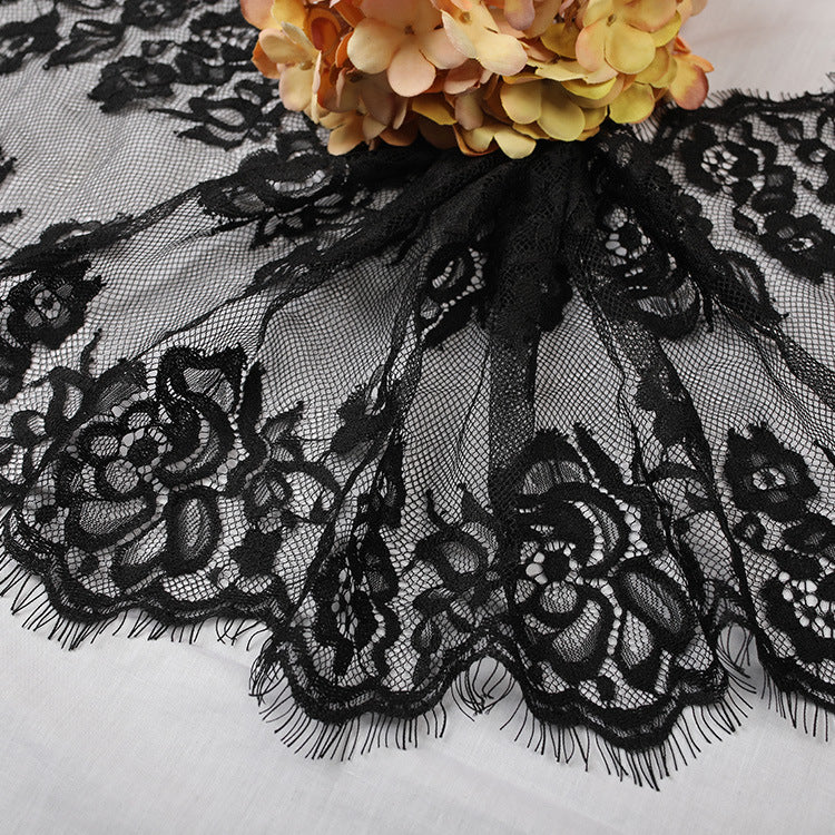 FREEDOMBEAUTY | New, high-quality 23cm black and white eyelashes lace DIY skirt clothing wedding dress material
