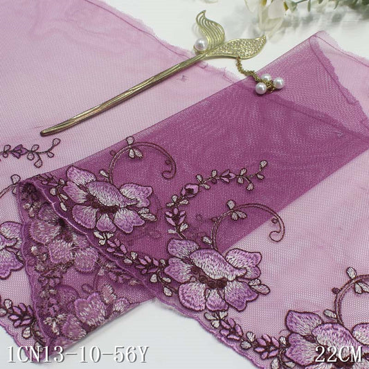 【1pack】-freedombeauty|Rose Red Mesh Single-Sided Vintage Exquisite Flower Embroidery Lace Trim Clothing Curtain Lace Trim Accessories