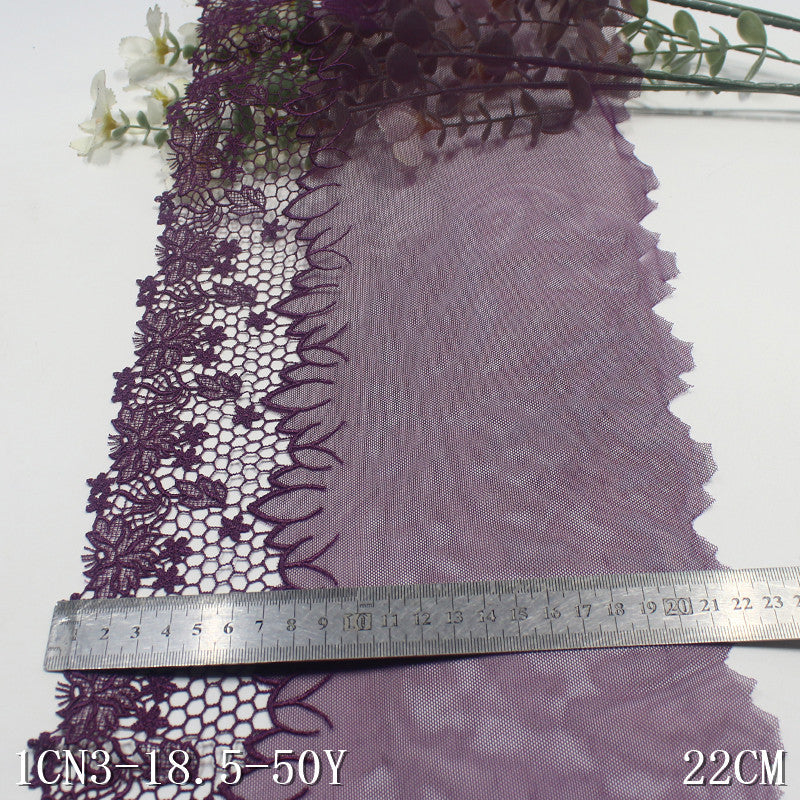 【1pack】-freedombeauty|Purple Single-Sided Hollow-Out Water-Soluble Flower Mesh Embroidery Trim Clothing Home Textile Lace Trim DIY Accessories