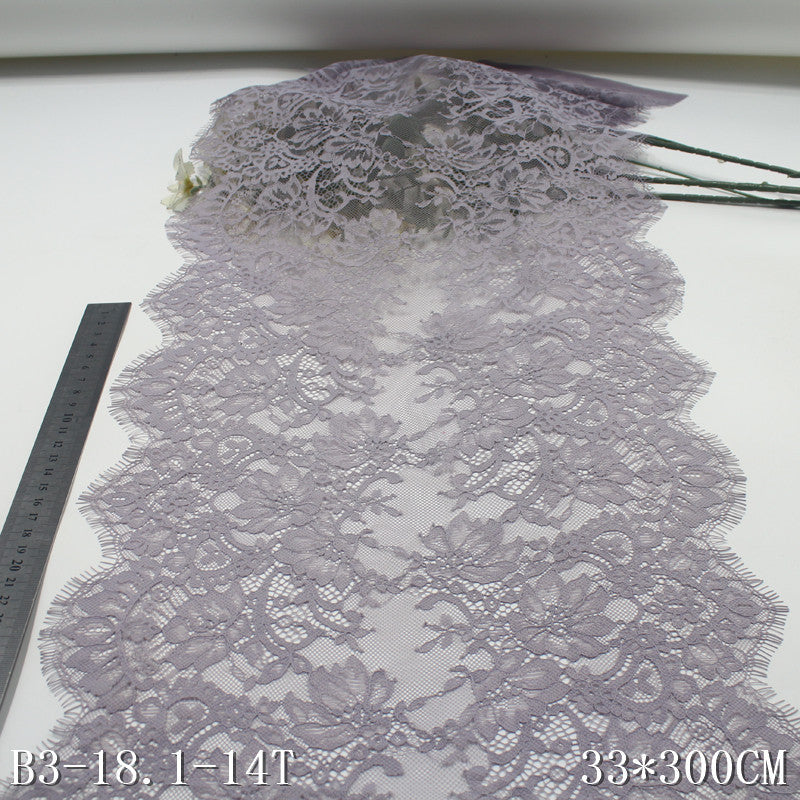 freedombeauty|Gray Purple Double-Sided Vintage Flower Non-Elastic Eyelash 33cm Curtain Sofa Cushion Lace Trim DIY