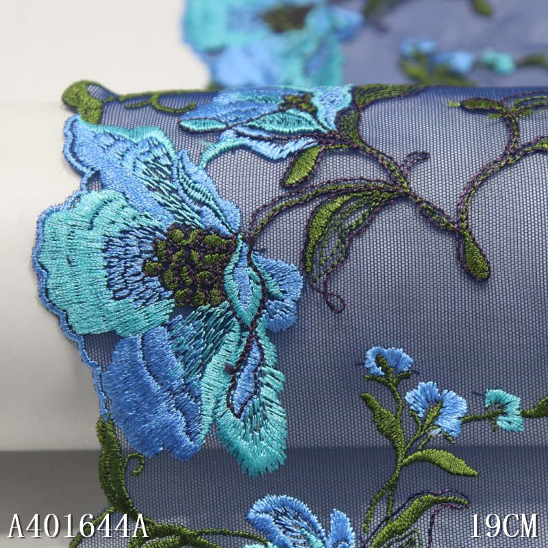 【1pack】-freedombeauty|Two-Color Single-Sided 3D Flower Pattern Embroidery Trim DIY Accessories for Underwear Skirt Hem Curtain Trim