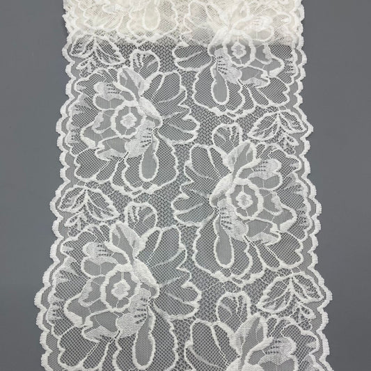 freedombeauty|20CM Black Lace Trim Fashionable High-Quality Large Lace Elastic Trim Clothing Home Accessories