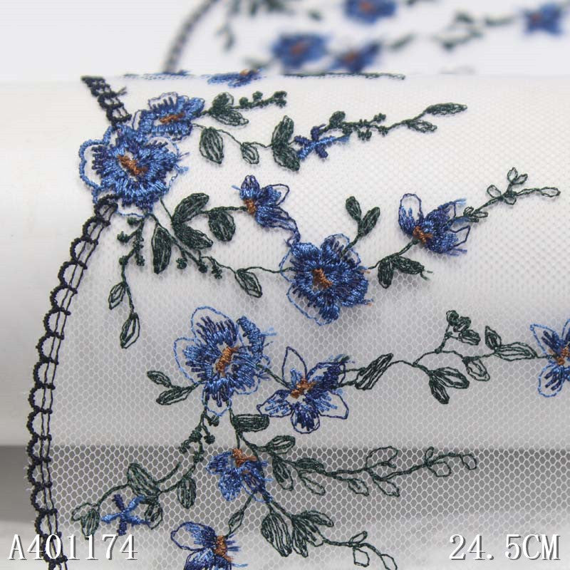 【1pack】-freedombeauty|White Gauze Polyester Thread Small Floral Embroidery Trim Accessories for Curtains, Underwear, Sofa Cushions, Textile Accessories