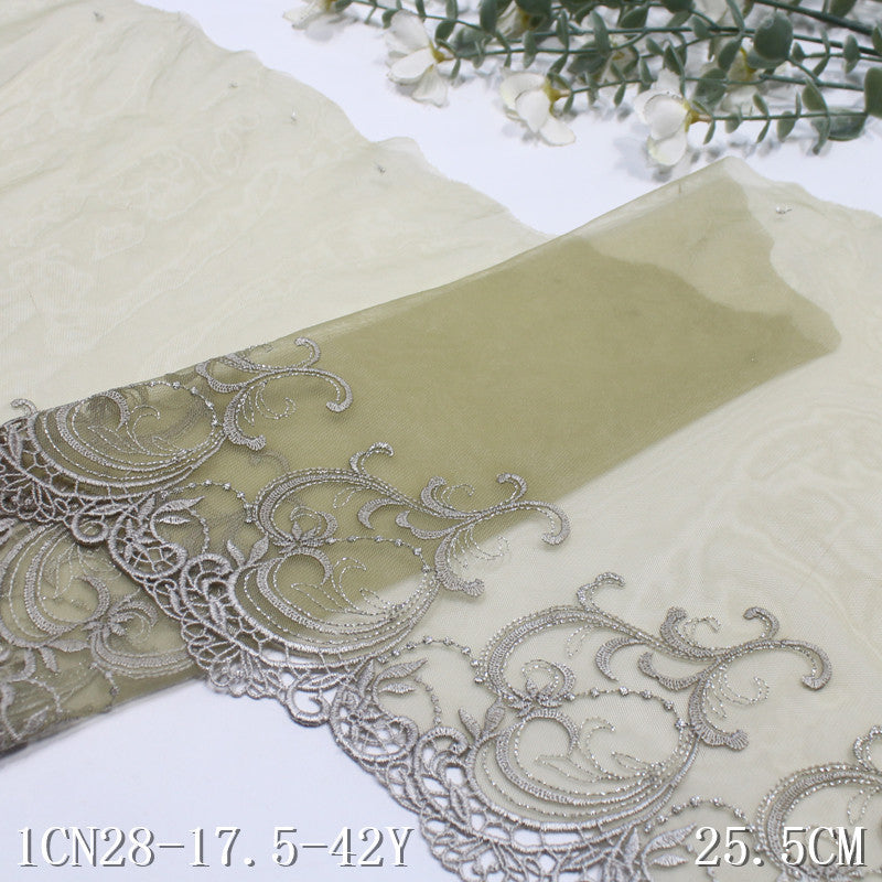 【1pack】-freedombeauty|Multicolor Silver Thread Ancient Style Water-Soluble Pattern Embroidery Lace Trim 17cm Clothing Home Textile Lace Trim DIY