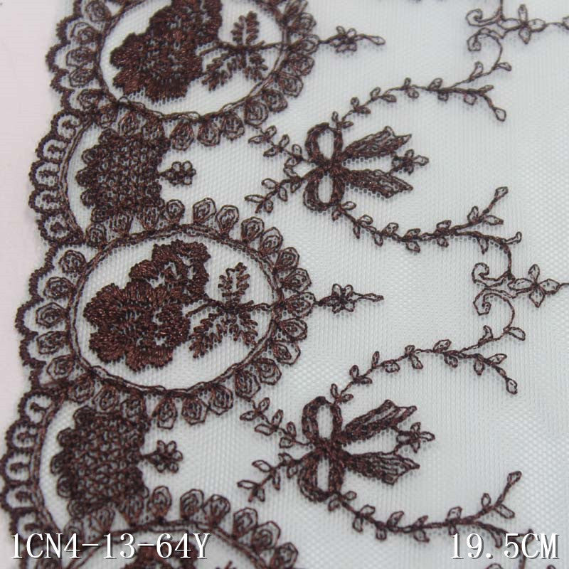 【1pack】-freedombeauty|Skin Tone French Retro Single-Sided Bowknot Flower Embroidery Lace Trim Clothing Curtain Lace Trim Accessories