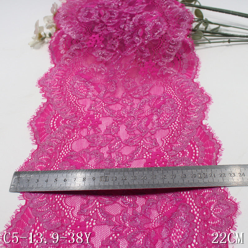 freedombeauty|Multicolor Gold and Silver Thread Shiny Ethnic Style Full Floral Elastic Eyelash Lace Sexy Lingerie Lace DIY