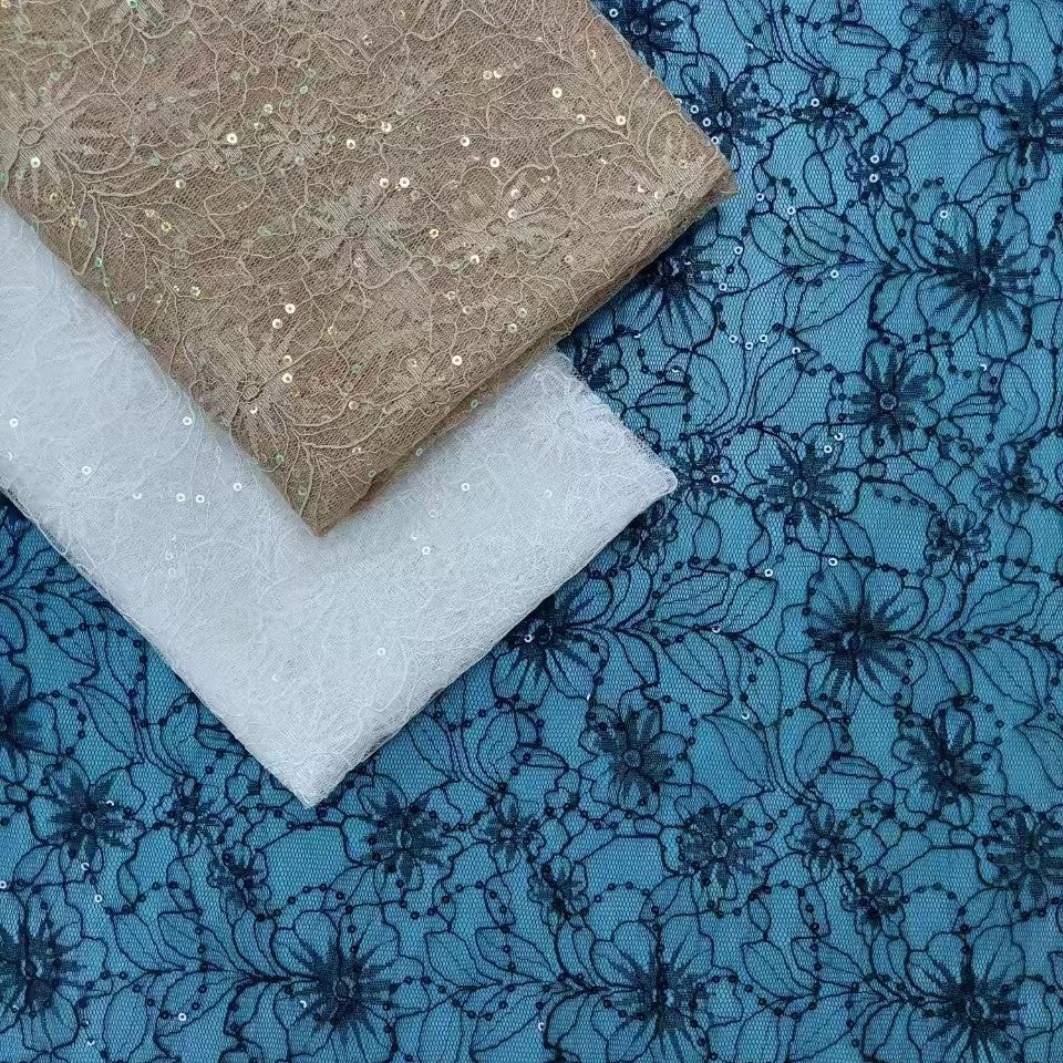 freedombeauty|Sequin Lace Fashion Women's Clothing Chrysanthemum Mesh Shawl Thin Fashion Wedding Dress Series Children's Clothing Mesh Jacquard Hollow Out