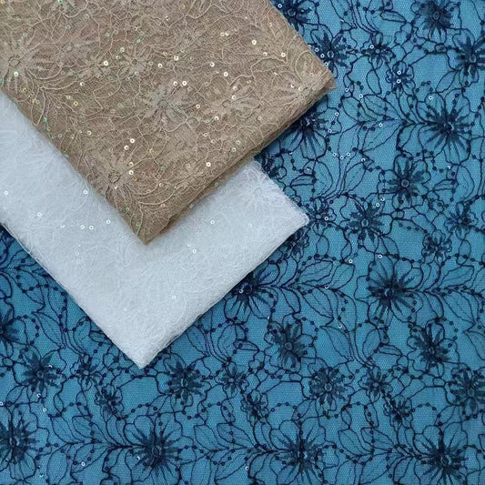 freedombeauty|Sequin Lace Fashion Women's Clothing Chrysanthemum Mesh Shawl Thin Fashion Wedding Dress Series Children's Clothing Mesh Jacquard Hollow Out