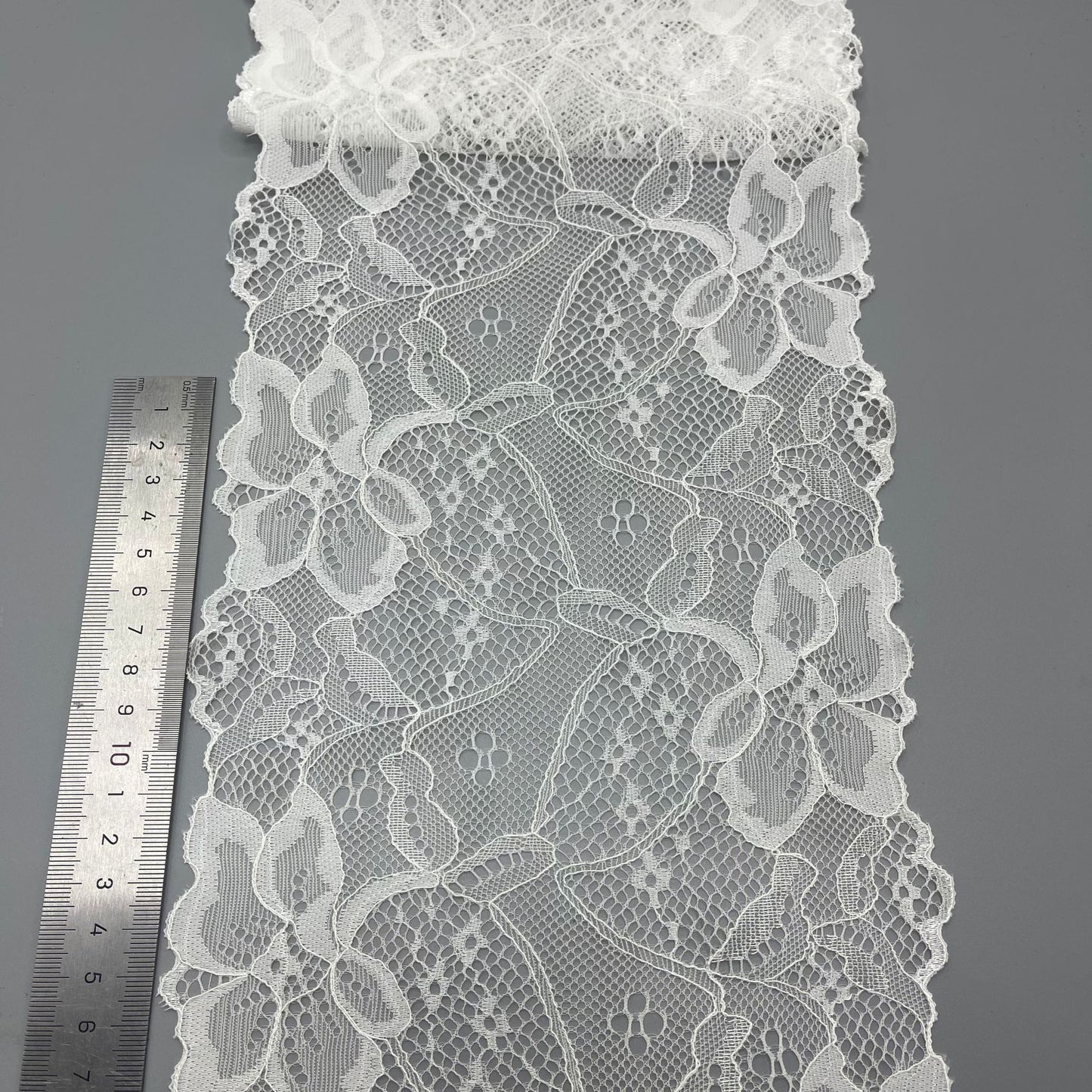 freedombeauty|17CM Nylon Lace Trim Handmade Wedding Dress Decoration White Elastic Hollow Lace High-end Lace