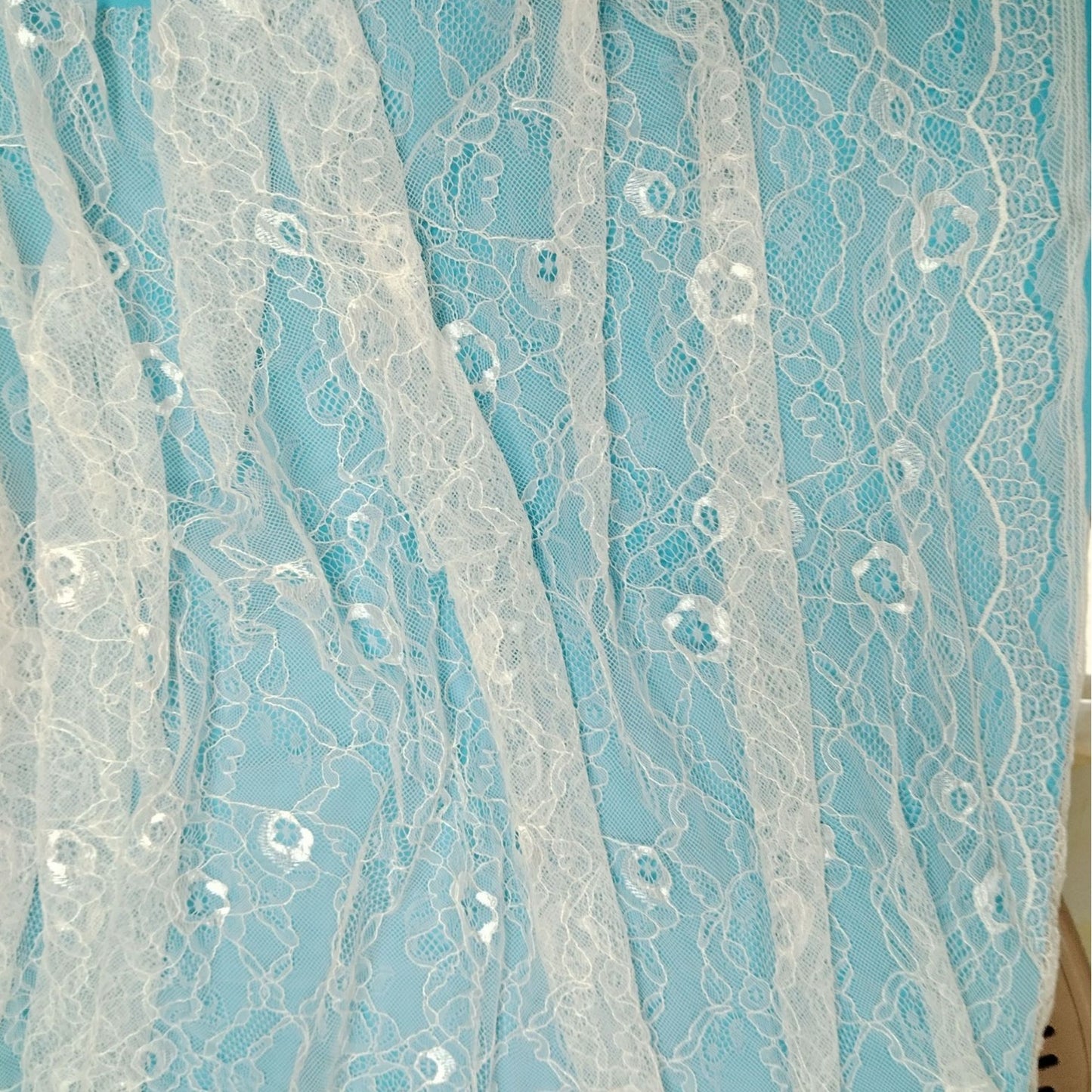 freedombeauty|Nylon Lace Trim Fabric Classic Skirt Top Decoration Non-Stretch Mesh Fashion Wedding Dress