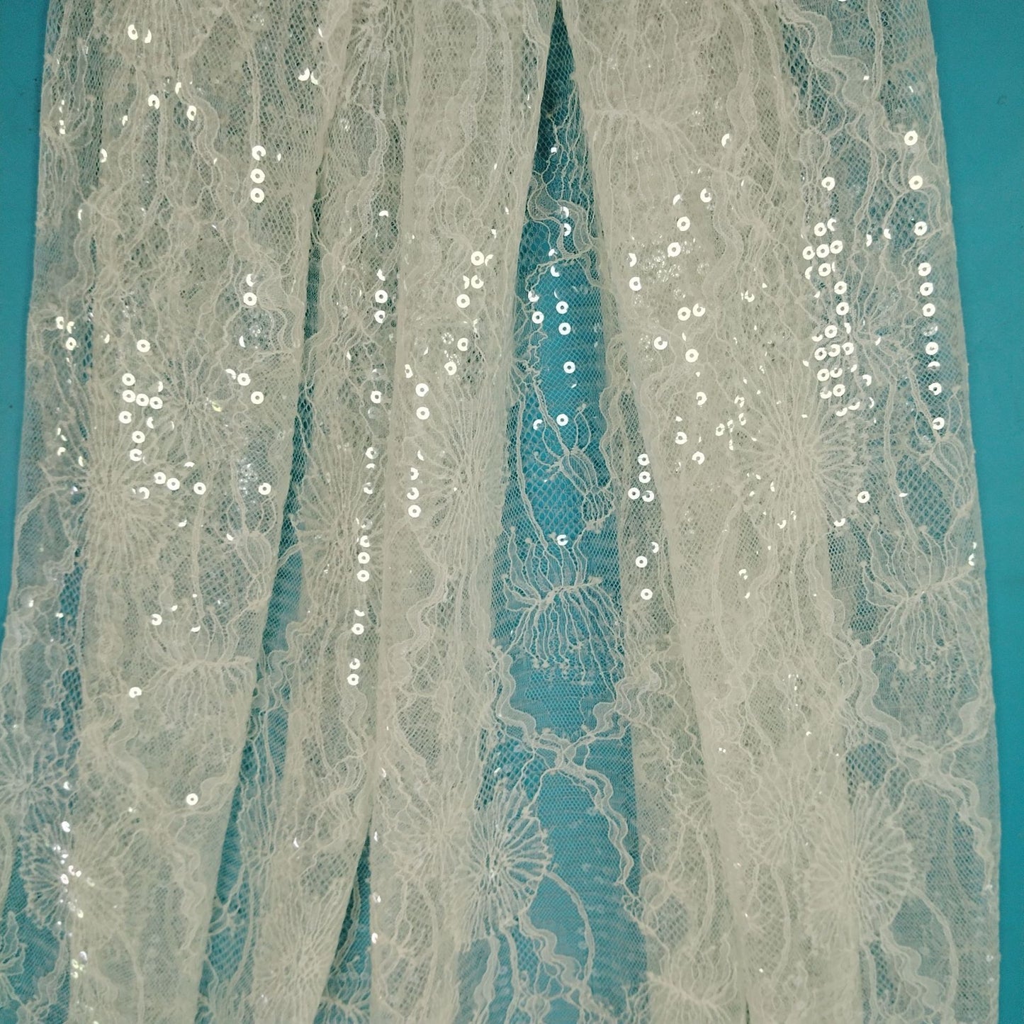 freedombeauty|Sequin Full Nylon In Stock Lace Fabric Full Black and White Dress Wedding Dress High-end Lace Fabric