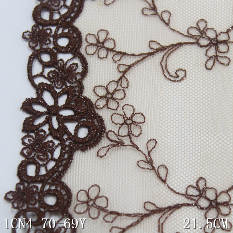 【1pack】-freedombeauty|Skin Color Single-Sided Water-Soluble Small Flower Mesh Embroidery Trim 21cm Clothing Home Textile Lace Trim DIY Accessories