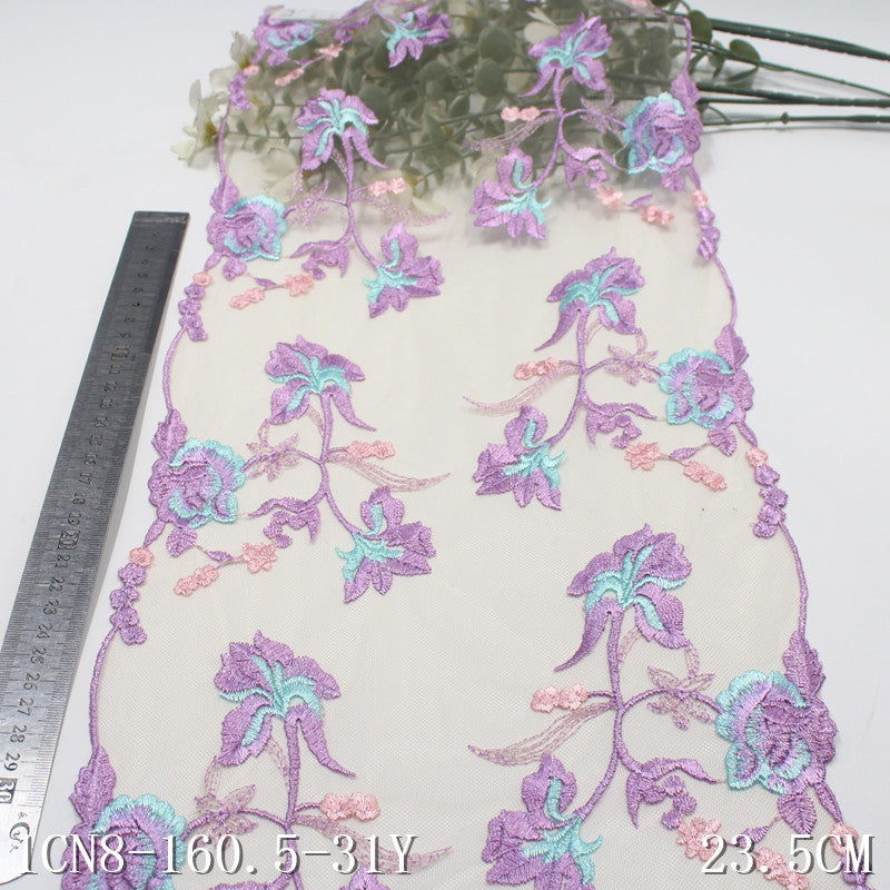 【1pack】-Freedombeauty | Two-Tone Bilateral Antique Exquisite Flower Embroidery Lace 23cm Curtain Sofa Cushion Lace Accessories