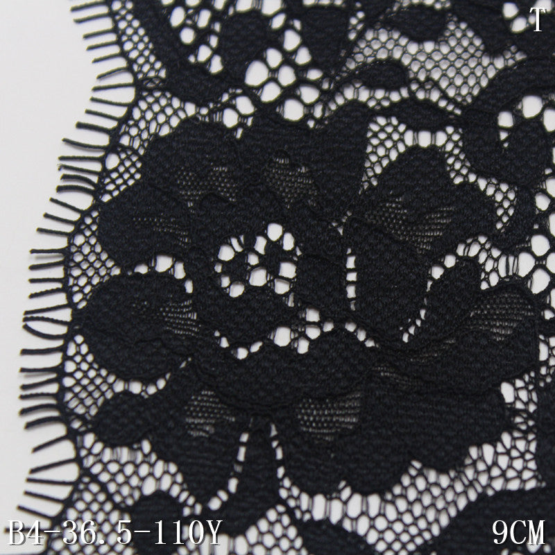 freedombeauty|Black and White Asymmetrical Retro Flower Non-Elastic Eyelash Lace 9cm Clothing Accessories Lace Trim Material