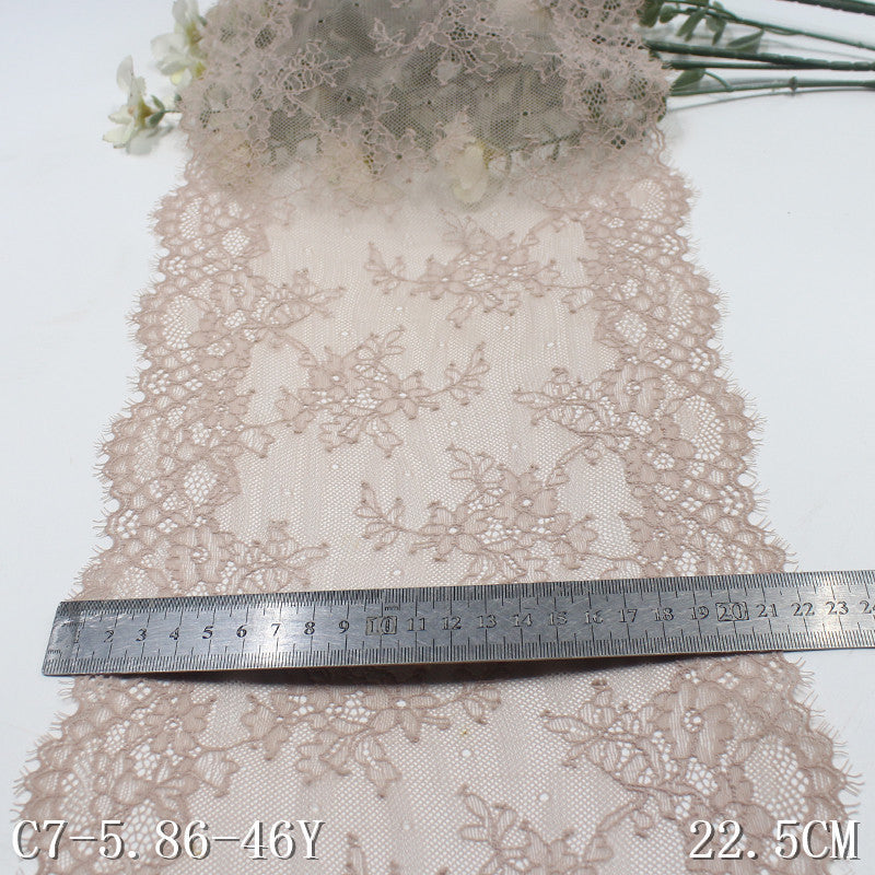 freedombeauty|Two-tone Double Wave Scattered Vintage Flower Lightweight Elastic Eyelash Garment Home Textile Lace Trim DIY