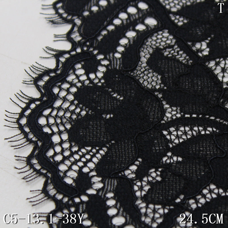 freedombeauty|Carbon Black Full Pattern Retro Sexy Stretch Eyelash Lace Semi-Transparent Soft Lingerie Accessories DIY