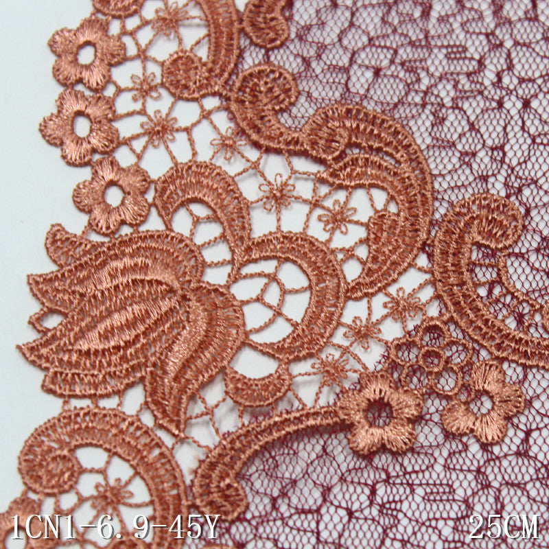 【1pack】-freedombeauty|Red Mesh Single-Sided Ancient Style Flower Water-Soluble Embroidery Trim Clothing Home Textile Lace Trim DIY Accessories