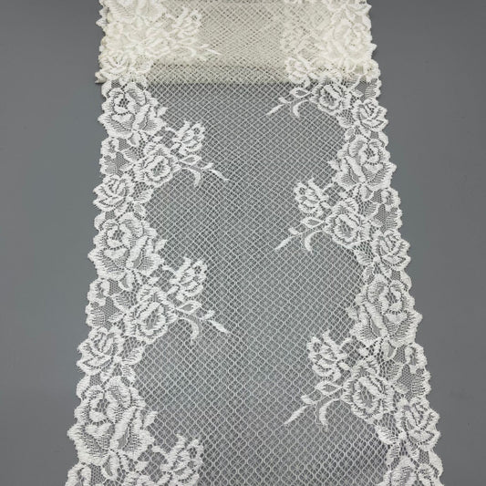 freedombeauty|21cm Stretch High-end White Hollow Lace Nylon Lace Wedding Dress Making Accessories Lace Trim