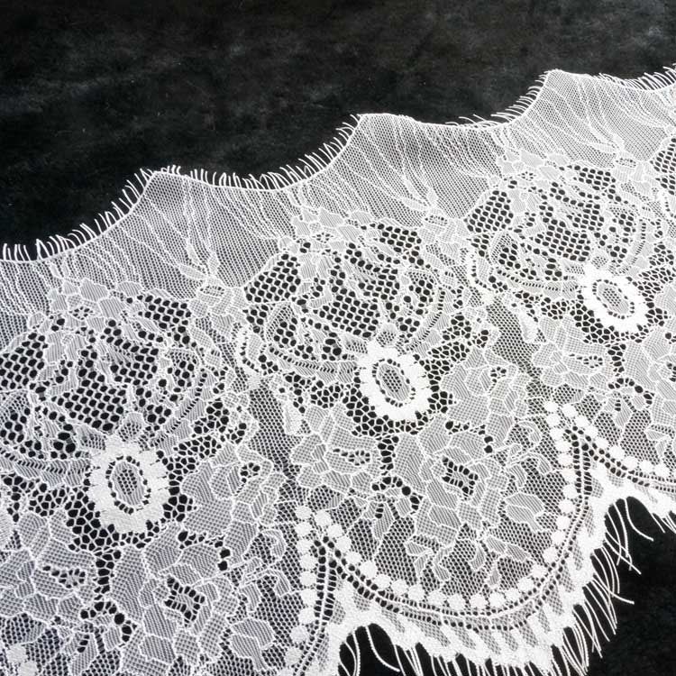 FREEDOMBEAUTY | 24cm new hot-selling lace eyelash lace, French nylon warp knitted wedding dress lace underwear lace