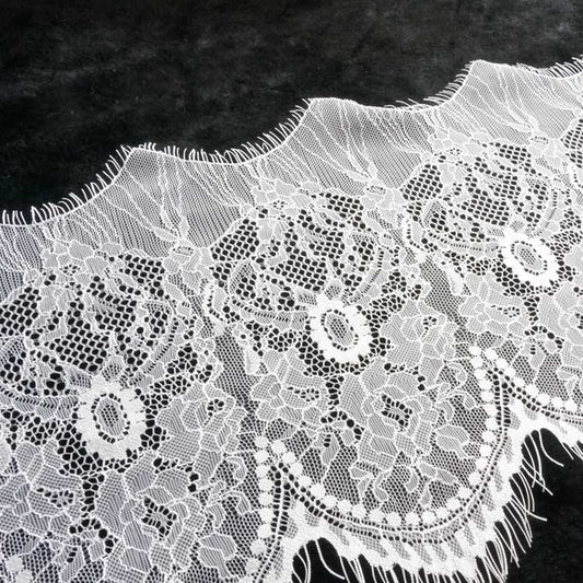 FREEDOMBEAUTY | 24cm new hot-selling lace eyelash lace, French nylon warp knitted wedding dress lace underwear lace