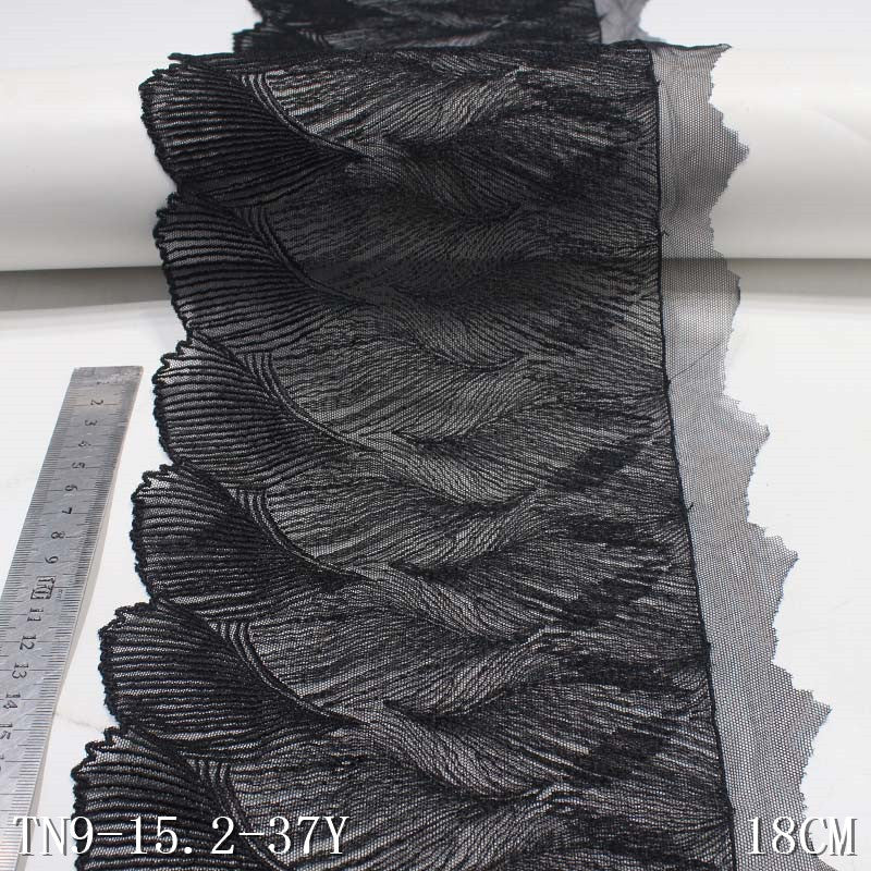 Freedombeauty | Black Mesh Polyester Thread Striped Two-Specification Embroidery Lace DIY Accessories Curtain Mother Dress Lace