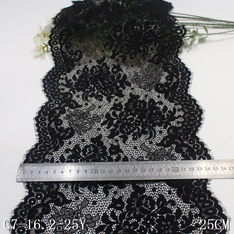 freedombeauty|Multicolor Double-Sided Wavy Asymmetrical Elastic Wide Eyelash Lace Trim Curtain 26cm Lace Trim Accessories