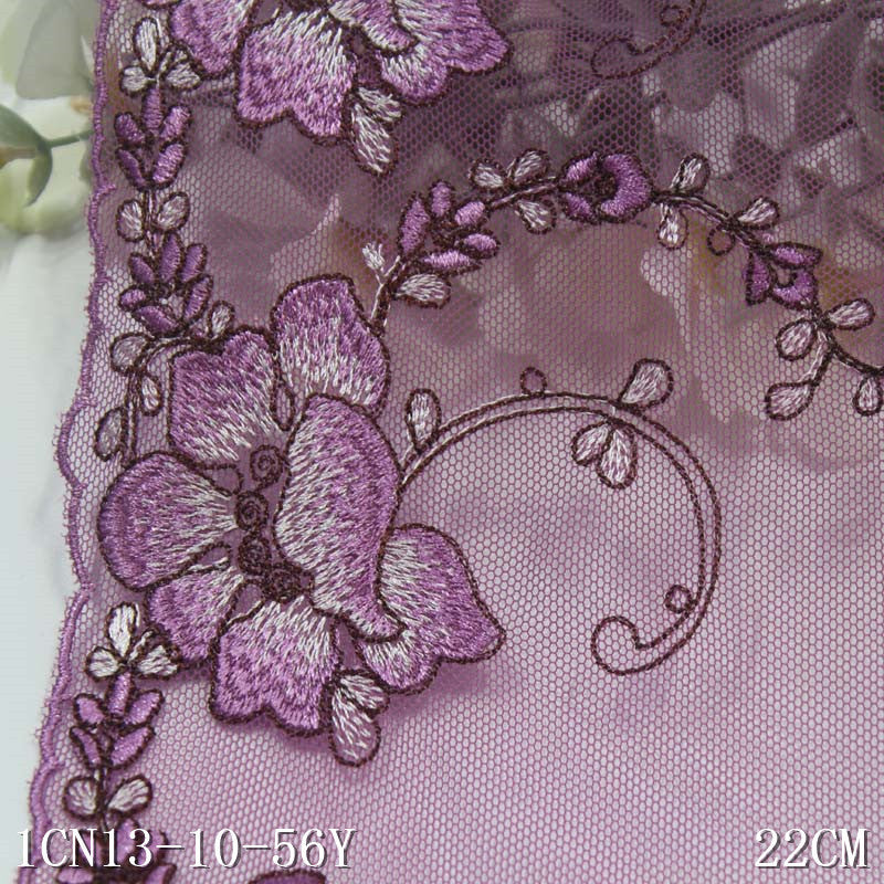 【1pack】-freedombeauty|Rose Red Mesh Single-Sided Vintage Exquisite Flower Embroidery Lace Trim Clothing Curtain Lace Trim Accessories