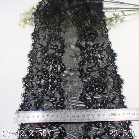 freedombeauty|Black Double-Sided Vintage Flower Lightweight Elastic Eyelash Lingerie Curtain Clothing Lace Trim DIY