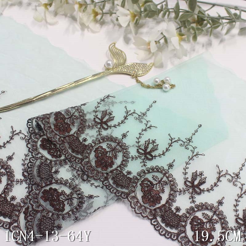 【1pack】-freedombeauty|Skin Tone French Retro Single-Sided Bowknot Flower Embroidery Lace Trim Clothing Curtain Lace Trim Accessories
