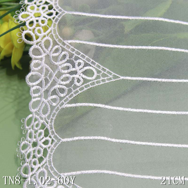 【1pack】-freedombeauty|Two-tone Single-sided Vintage Water-soluble Pattern Embroidery Lace Trim Curtain Sofa Cushion Lace Trim Accessories