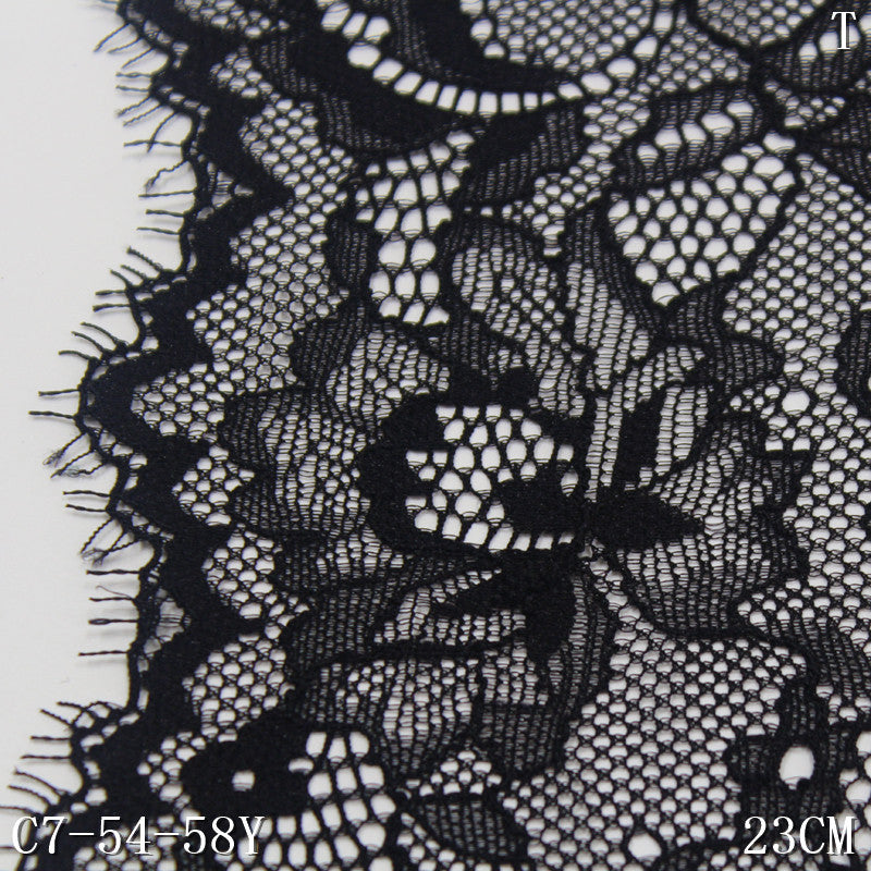 freedombeauty|Black Full Pattern Retro Flower Lightweight Stretch Eyelash Garment Home Textile Lace Trim DIY