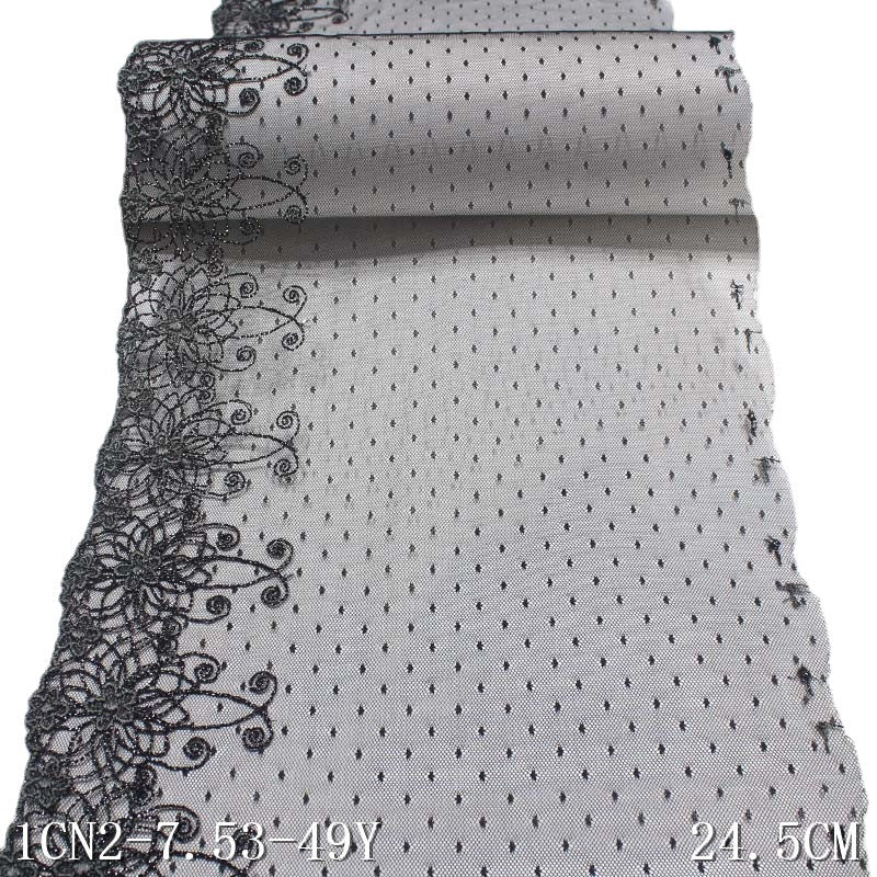 【1pack】-freedombeauty|Black with Silver Thread Polyester Flower Lace Mesh Embroidery Trim Curtain Textile Accessories