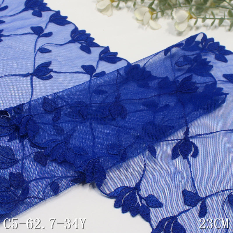 【1pack】-freedombeauty|Blue Diamond Mesh Double-Sided Flower Mesh Embroidery 18cm Curtain Sofa Cushion Lace Trim DIY