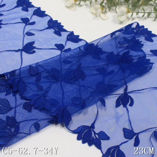 【1pack】-freedombeauty|Blue Diamond Mesh Double-Sided Flower Mesh Embroidery 18cm Curtain Sofa Cushion Lace Trim DIY