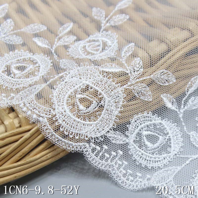 【1pack】-freedombeauty|Three-Color Mesh Polyester Ribbon Trumpet Flower Embroidery Trim Accessories Curtain Underwear Hair Accessories Trim