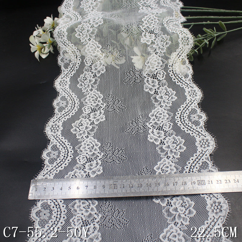 freedombeauty|White Double-Sided Wavy Retro Elastic Eyelash Lace Trim Performance Costume Curtain 22cm Lace Trim Accessories