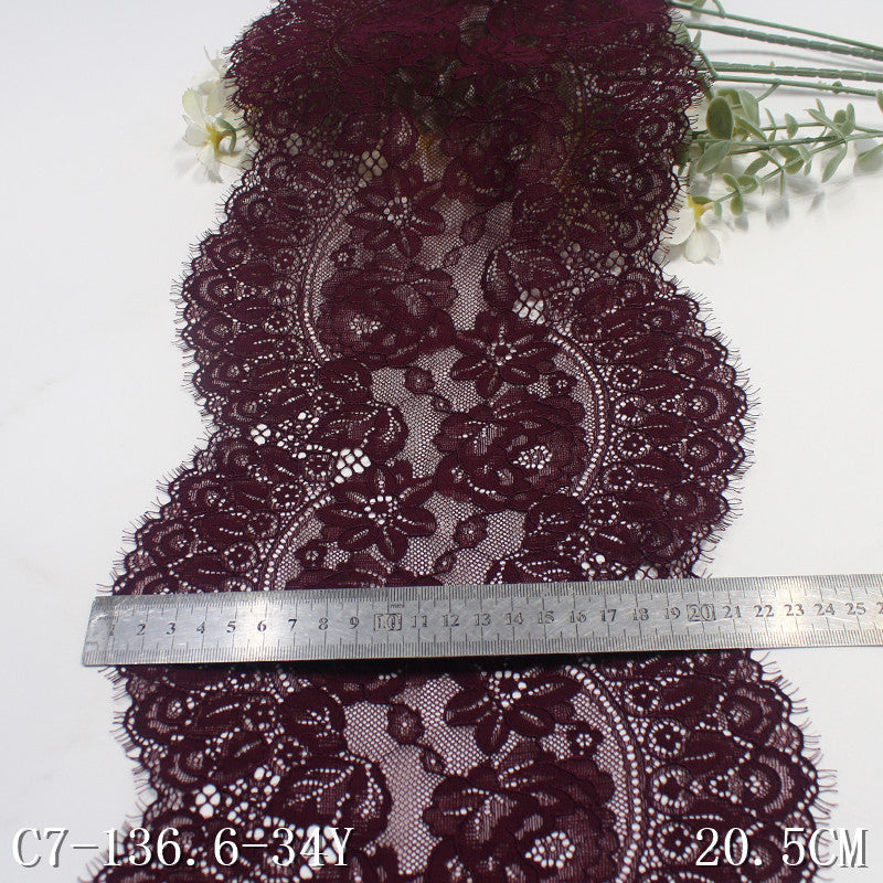 freedombeauty|Black Thread Double-Sided Wavy Elastic Eyelash Lace Dance Costume Curtain 20cm Lace Trim Accessories