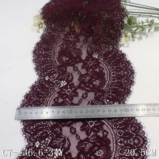 freedombeauty|Black Thread Double-Sided Wavy Elastic Eyelash Lace Dance Costume Curtain 20cm Lace Trim Accessories