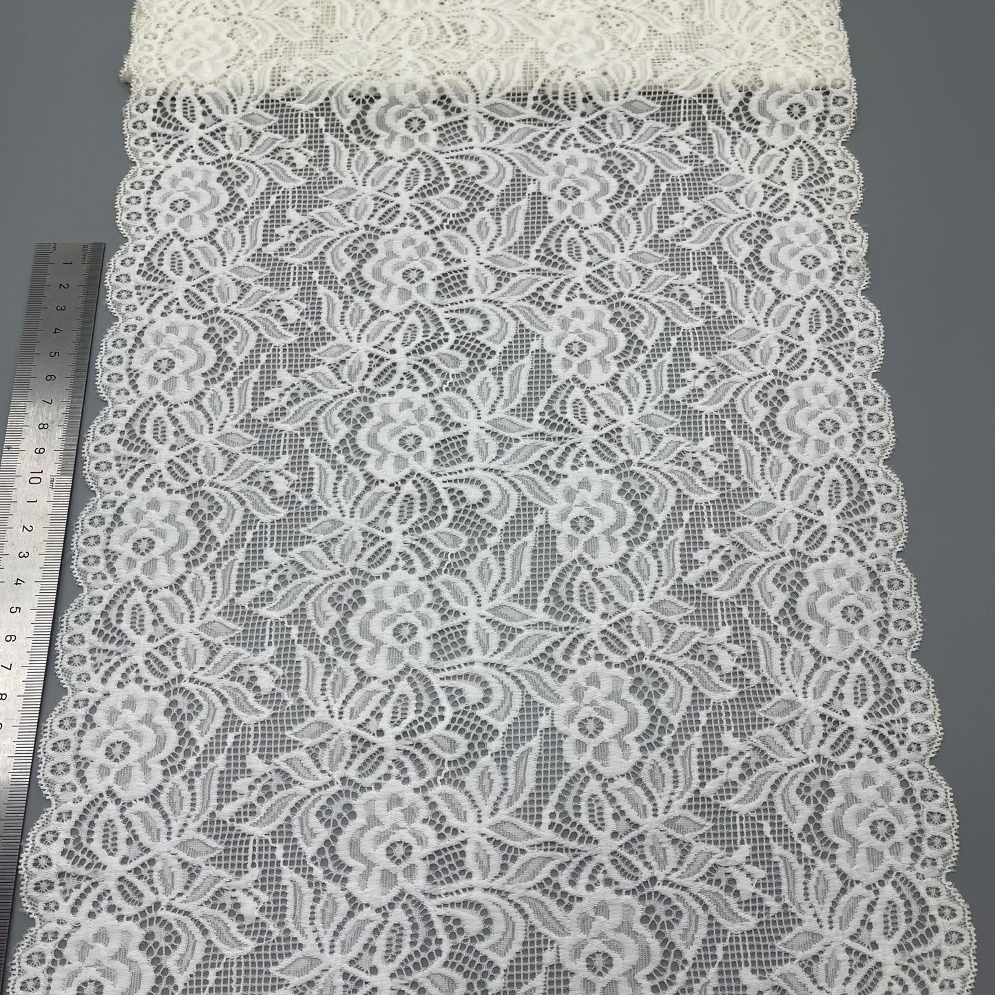 freedombeauty|30cm Elastic Lace White Hollow Lace Trim Nylon Fabric Accessories Handmade Wedding Dress Decoration Lace