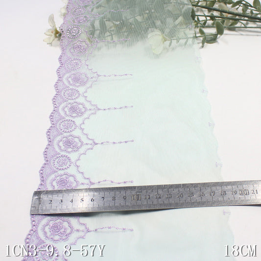 【1pack】-Freedombeauty | Two-Tone Unilateral French Retro Rose Mesh Embroidered Lace Curtain Sofa Cushion Lace Accessories