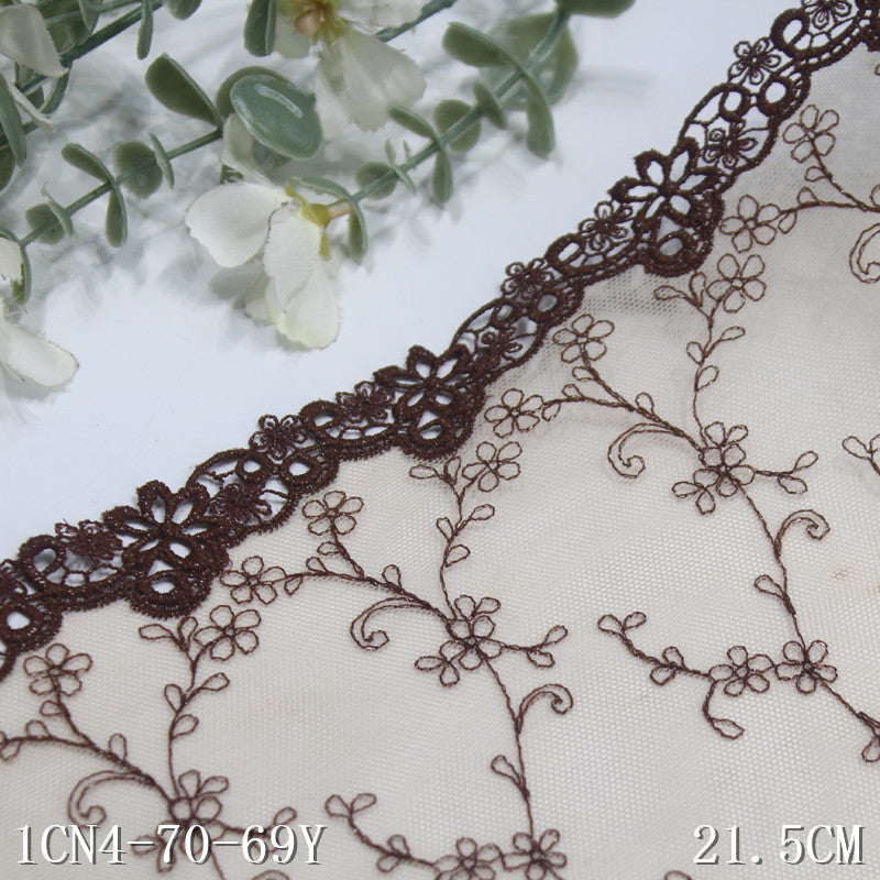 【1pack】-freedombeauty|Skin Color Single-Sided Water-Soluble Small Flower Mesh Embroidery Trim 21cm Clothing Home Textile Lace Trim DIY Accessories