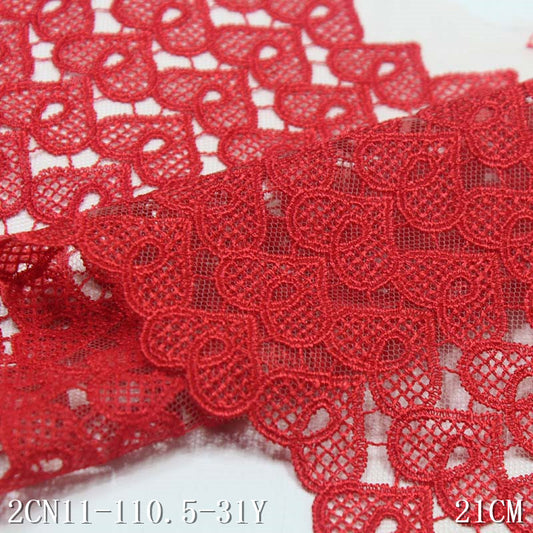 【1pack】-freedombeauty|Apricot Mesh Red Polyester Thread Heart Embroidery Lace Trim Curtain Clothing Underwear Lace Trim