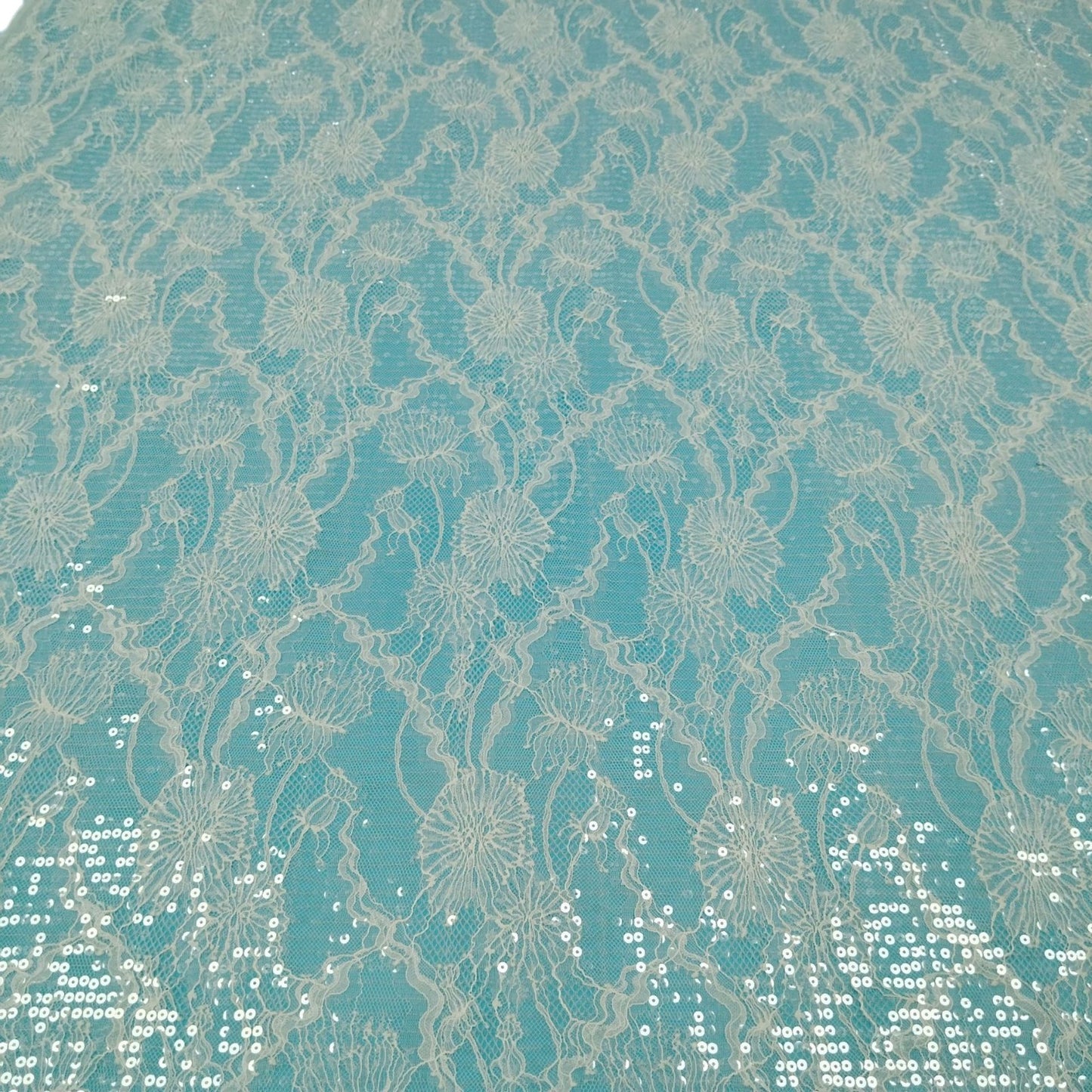 freedombeauty|Sequin Full Nylon In Stock Lace Fabric Full Black and White Dress Wedding Dress High-end Lace Fabric