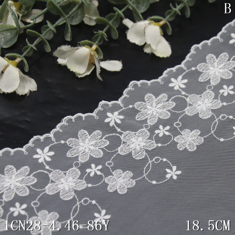 【1pack】-freedombeauty|Plain White Mesh Single-Sided Fresh Flower Embroidery Ins Style Dress Edge Collar Lightweight Garment Accessories