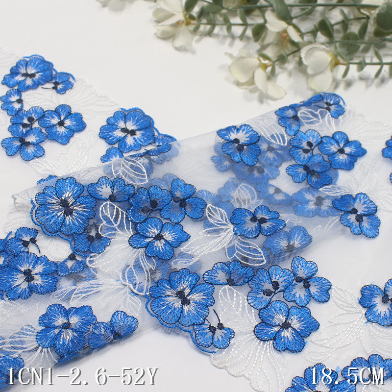 【1pack】-Freedombeauty | Multicolor Mesh Bilateral Vintage Flower Embroidery Lace 18cm Curtain Sofa Cushion Lace Accessories